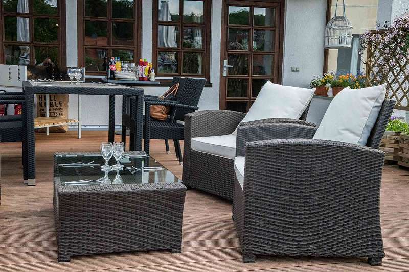 Terrasse des HARZHEIMAT mit Sitzgruppen